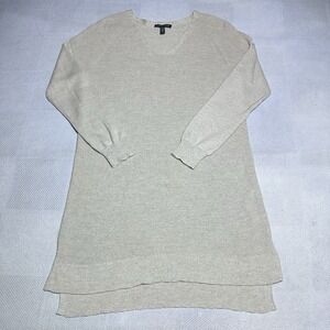 Eileen Fisher Knit Tunic Wool Sweater Womens Small Light Brown Italian Yarn